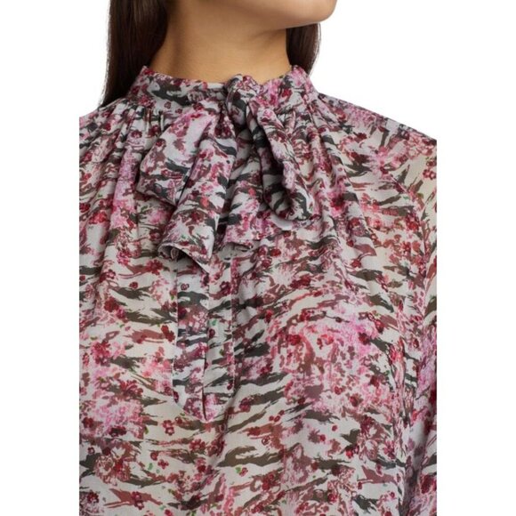 IRO Vibrancy Tie-Neck Floral Blouse-sz 38 (US Medium) - Picture 3 of 10
